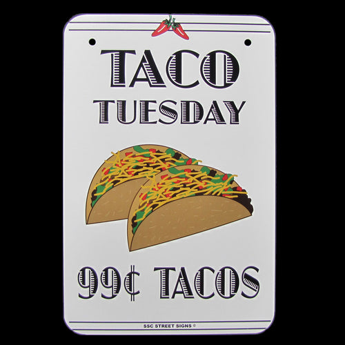 Aluminum Taco Tuesday Restaurant Kitchen Sign
