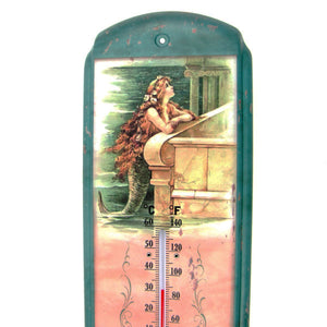 Mermaid Inn Wall Thermometer 17.5 Inches Metal Indoor Outdoor