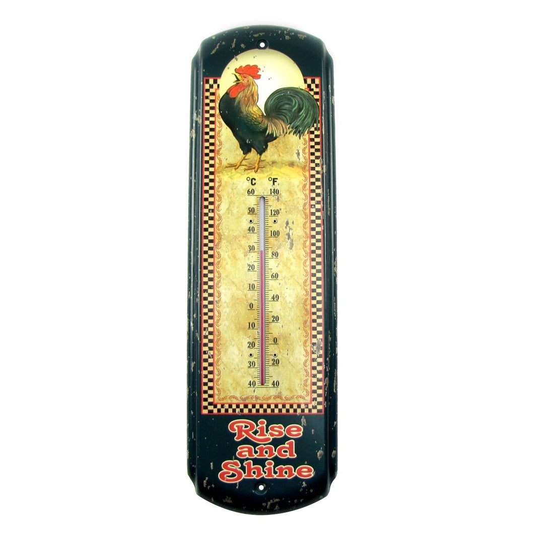 Primitive Rise&Shine Rooster Indoor/Outdoor Thermometer