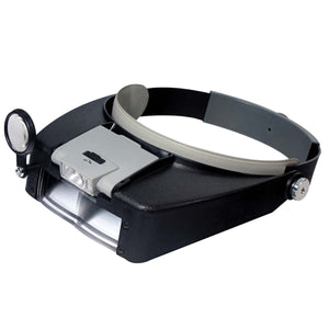 2 LED Light Dual Lens Magnifier Glasses Head Band