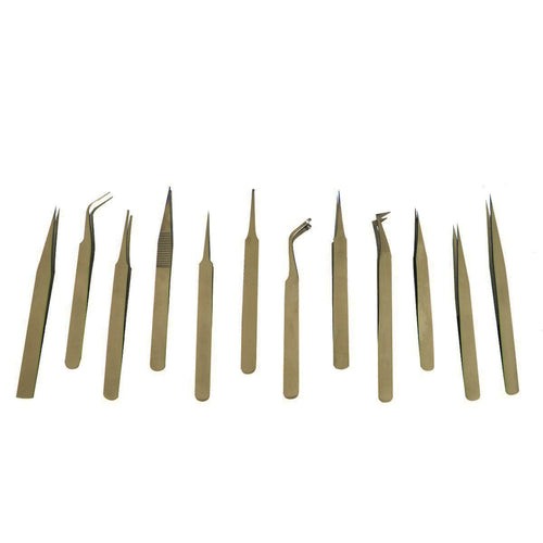 12 Pc Precision Anti-magnetic Tweezer Set