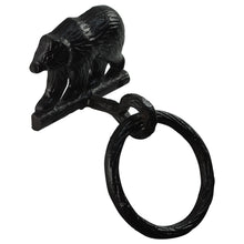 Cast Iron Grizzly Bear Rustic Bath or Kitchen Decor Towel Ring Holder
