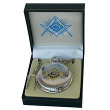 Freemason Mens Pocket Watch Gold & Silver Tone Square and Compasses